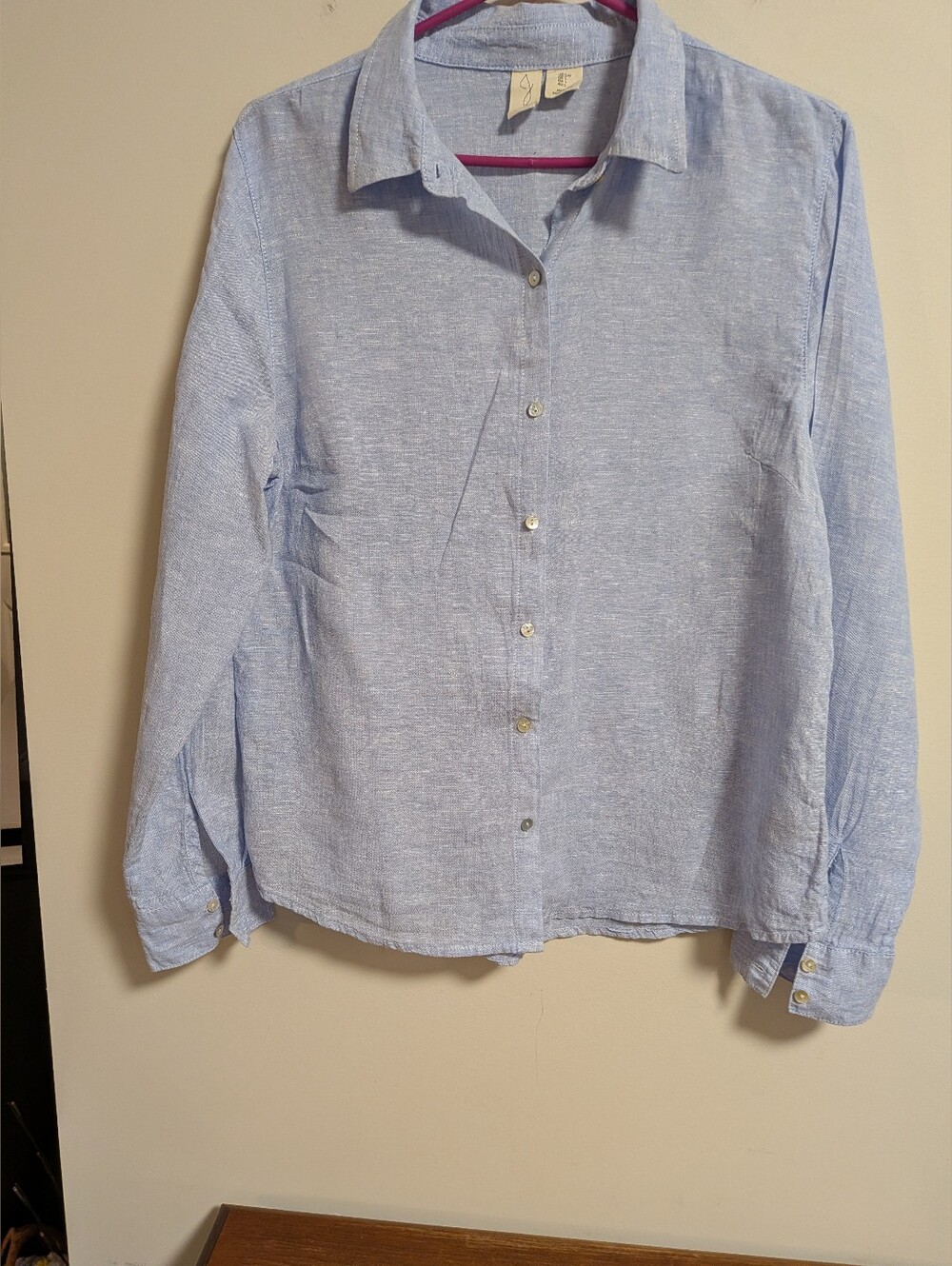 Joie Light Blue Womens Button-Down Linen Shirt. Long Sleeves. Size Large. GUC.